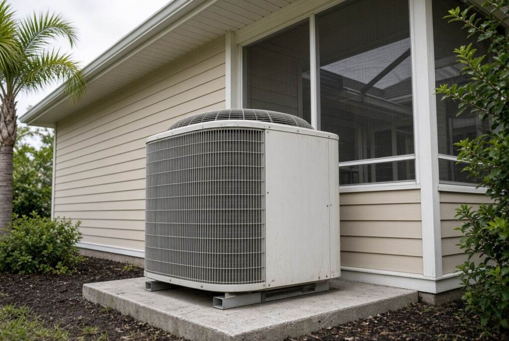 Ruud air conditioner outdoor condenser needing repair in Homosassa Florida