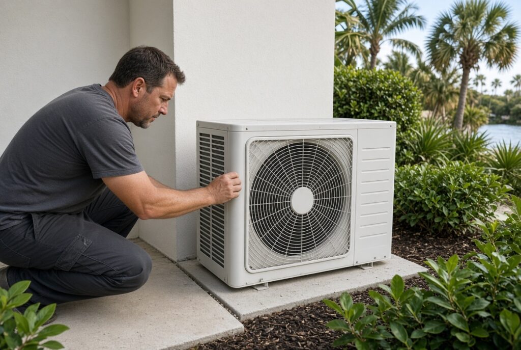 Outdoor air conditioner condenser at a Brooksville area home